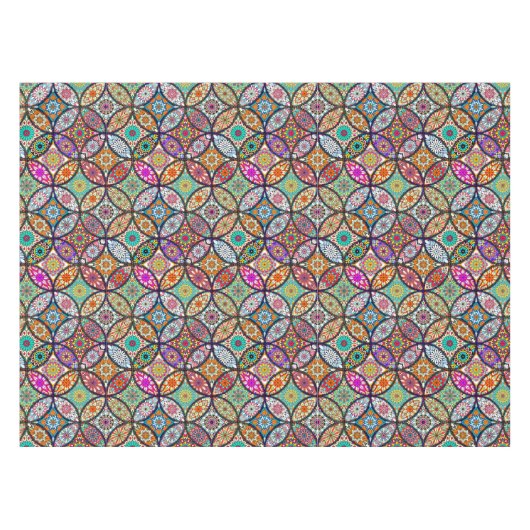 花の曼荼羅のクリエイティブは芸術パターンを一周します テーブルクロス (正面(横))