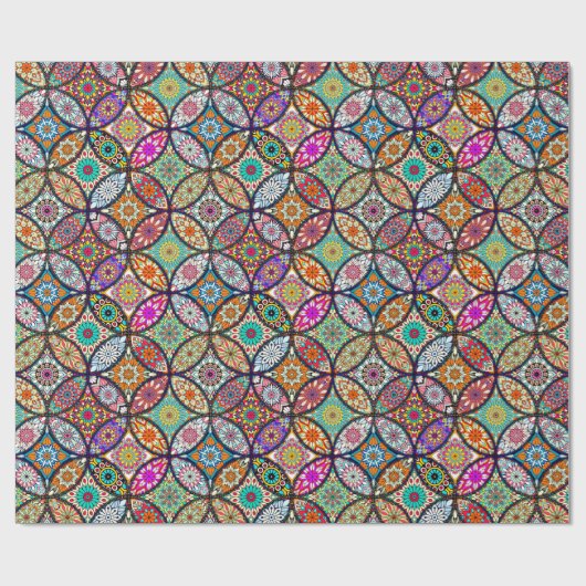 花の曼荼羅のクリエイティブは芸術パターンを一周します ラッピングペーパー (フラット)