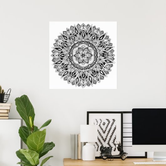花の曼荼羅の生命の神聖な幾何学の種子 ポスター (ホームオフィス)