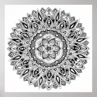 花の曼荼羅の生命の神聖な幾何学の種子 ポスター