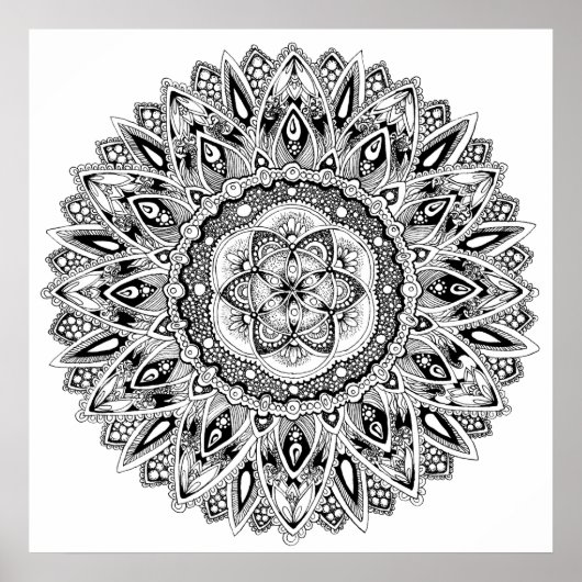 花の曼荼羅の生命の神聖な幾何学の種子 ポスター (正面)
