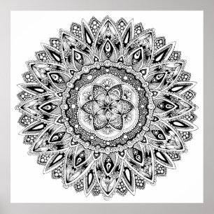 花の曼荼羅の生命の神聖な幾何学の種 ポスター