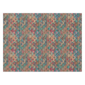 花の曼荼羅の要素が付いているヴィンテージのパッチワーク テーブルクロス (正面(横))