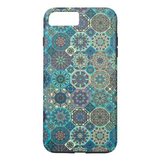 花の曼荼羅の要素が付いているヴィンテージのパッチワーク Case-Mate iPhoneケース (裏面)