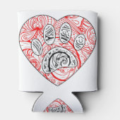 花の曼荼羅 犬の足跡 赤いハート 缶クーラー (裏面)