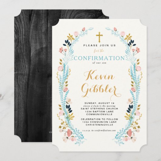 花の月桂樹 確認のお知らせ 招待状 (正面/裏面)