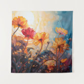 花の朝日の水の色'絵画s タペストリー (正面)