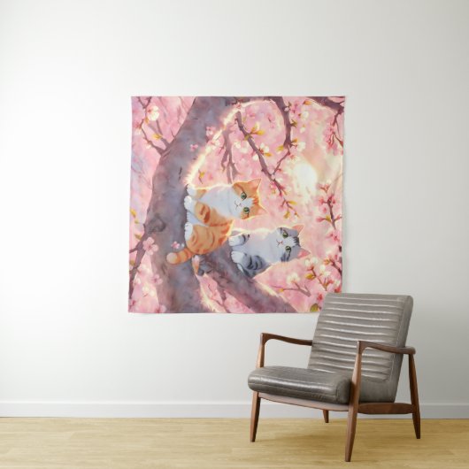 花の木にかわいいさくらんぼ タペストリー (インサイチュ(横))