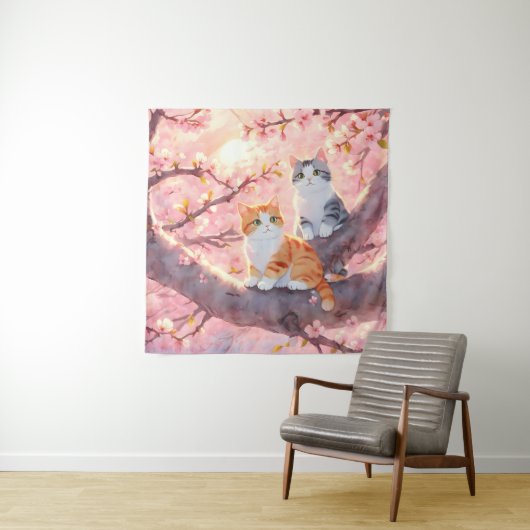 花の木にかわいいさくらんぼ タペストリー (インサイチュ)