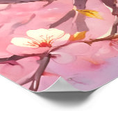 花の木にかわいいさくらんぼ ポスター (角)