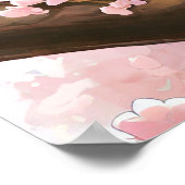 花の木にかわいいさくらんぼ ポスター (角)