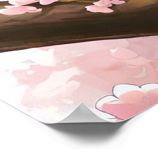 花の木にかわいいさくらんぼ ポスター (角)