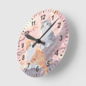 花の木にかわいいさくらんぼ ラウンド壁時計 (傾斜)