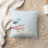 花の木に咲く青い鳥 クッション (ブランケット)