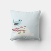 花の木に咲く青い鳥 クッション (正面)