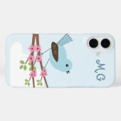 花の木に青い可愛い鳥モノグラム Case-Mate iPhoneケース (裏面 (横))