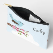 花の木に青い鳥が可愛パーソナライズされたい アクセサリーポーチ (見開き)