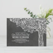 花の木のメイソンジャー ライト 黒板 結婚式 招待状 (スタンド正面)