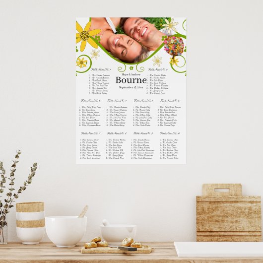 花の木の座席表10表 ポスター (キッチン)