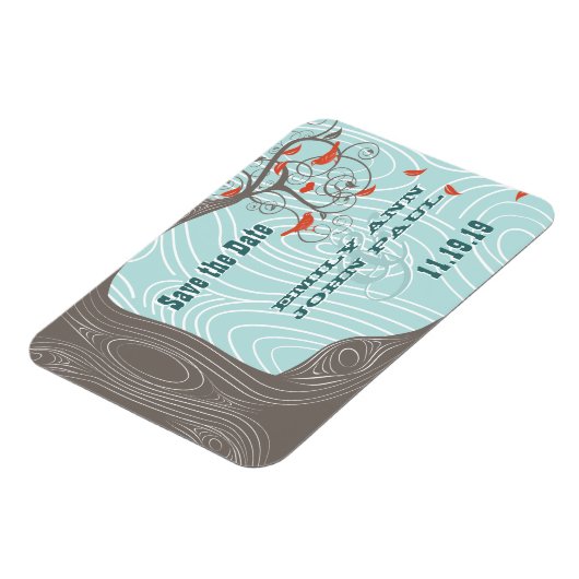 花の木の木目の日付保存 マグネット (左側)