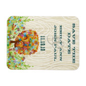 花の木の木目の日付保存 マグネット (横)