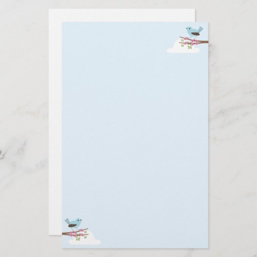 花の木の青い鳥 便箋 (正面/裏面)