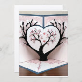 花の木の3Dカード 招待状 (正面/裏面)
