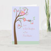 花の木を持つ娘の最初のイースターカード シーズンカード (正面)