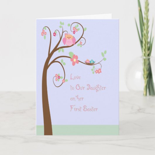 花の木を持つ娘の最初のイースターカード シーズンカード (正面)