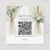 花の木製アーチ 緑の草花とバラのウェディング詳細 スクエア名刺 (裏面)