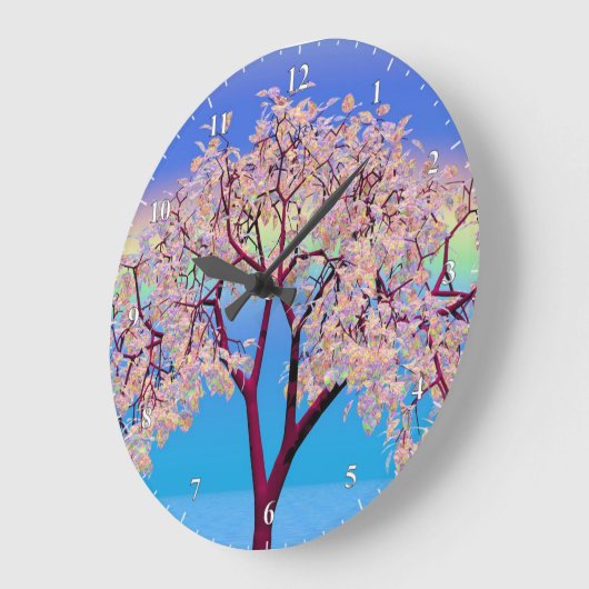 花の木 ラージ壁時計 (傾斜)