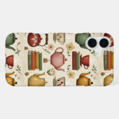 花の本と紅茶 iPhoneケース (裏面横)