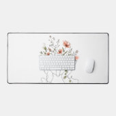 花の本のボタニカルラインダイレクトアート デスクマット (キーボード&マウス)