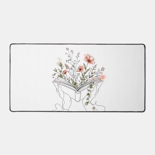 花の本のボタニカルラインダイレクトアート デスクマット (正面)