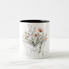 花の本のボタニカルラインボタニカルアート コーヒーマグ ツートーンマグカップ