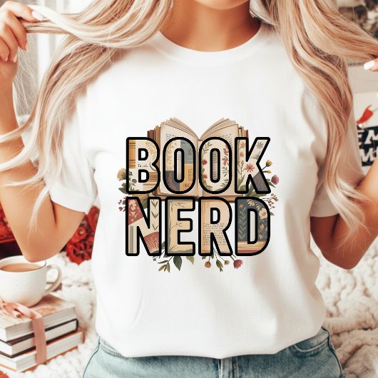 花の本の愛好家 ヴィンテージ 本を読む人 トライブレンドTシャツ