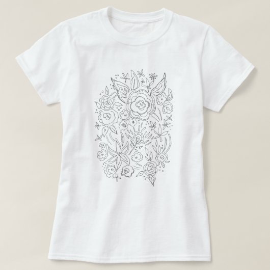 花の束のお洒落な着色 Tシャツ (デザイン正面)