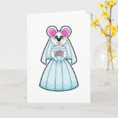 花の束を持つ花嫁としてのマウス カード (黄色い花)