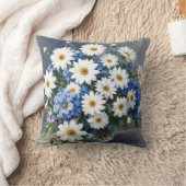 花の束エレガントデイジー水色 クッション (ブランケット)