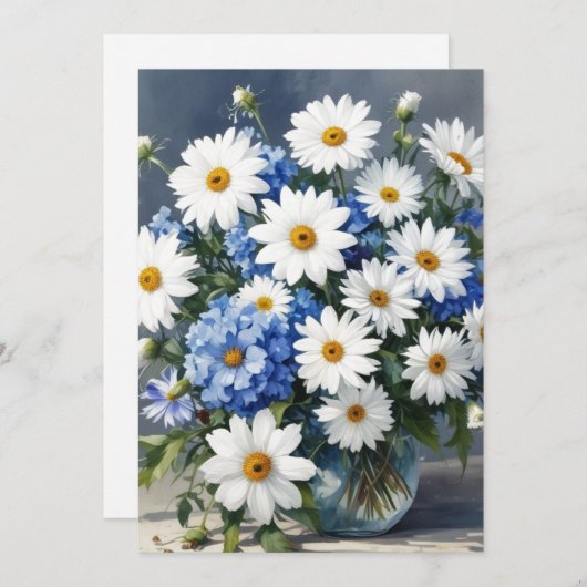 花の束エレガントデイジー水色 シーズンカード (正面/裏面)