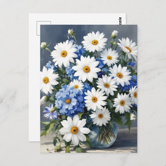 花の束エレガントデイジー水色 ポストカード (正面/裏面)