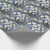 花の束エレガントデイジー水色 ラッピングペーパー (角)