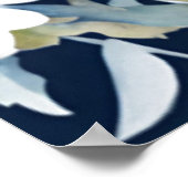 花の束エレガント水彩青 ポスター (角)