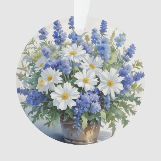 花の束エレガント水色 オーナメント (正面)