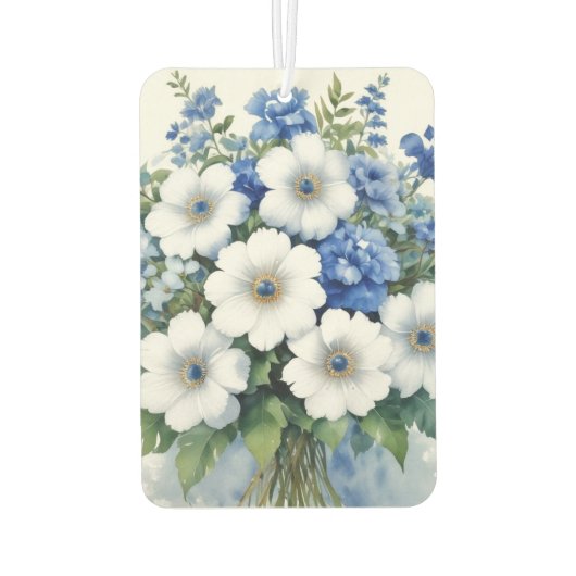 花の束エレガント水色 カーエアーフレッシュナー (裏面)