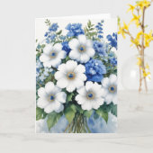 花の束エレガント水色 カード (黄色い花)