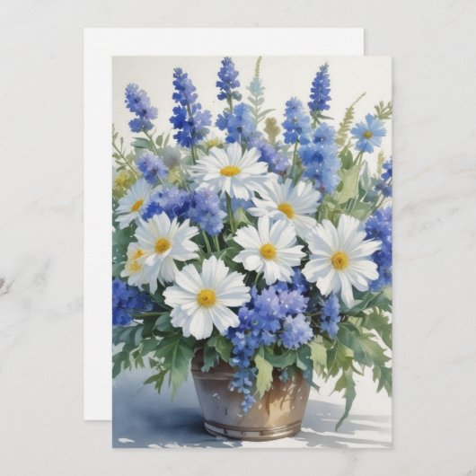 花の束エレガント水色 シーズンカード (正面/裏面)