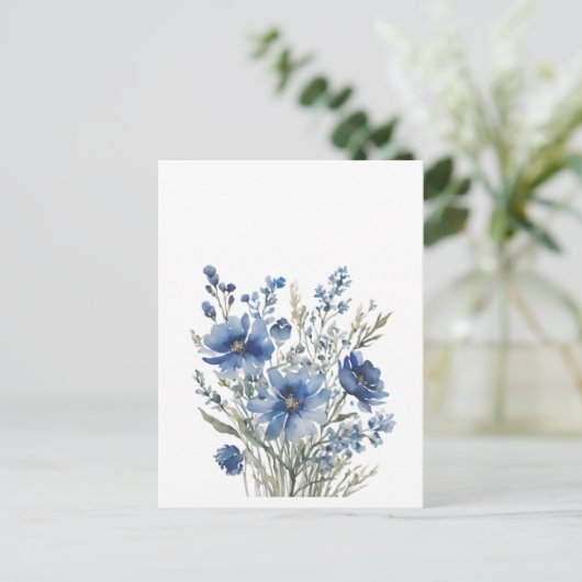 花の束エレガント水色 シーズンポストカード (スタンド正面)