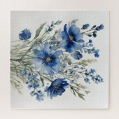 花の束エレガント水色 ジグソーパズル (横)