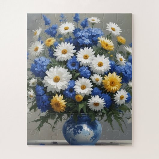 花の束エレガント水色 ジグソーパズル (縦)